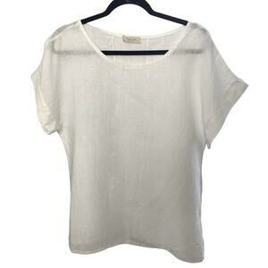 Bella Umbra Crisp White Linen Top, Made in Italy, Minimalist, Lagenlook, Boho S